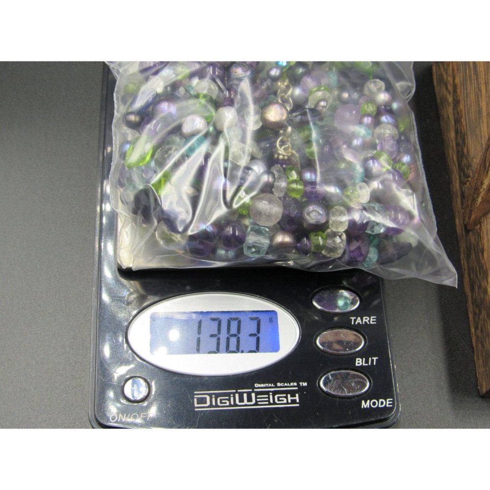 20" Sterling Silver Amethyst Pearl Peridot Quartz Necklace Vintage Minimalist - Picture 7 of 7